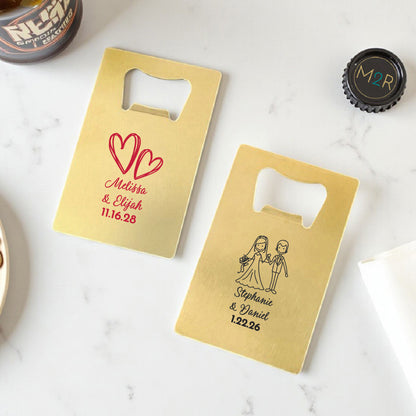 Wedding Personalized Gold Credit Card Bottle Opener (Set of 24)