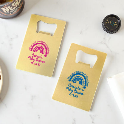 A Little Ray Of Sunshine Personalized Gold Credit Card Bottle Opener (Set of 24)