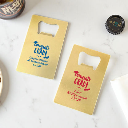 Congrats Grad Personalized Gold Credit Card Bottle Opener (Set of 24)