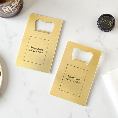 Irish Shamrock Personalized Gold Credit Card Bottle Opener (Set of 24)