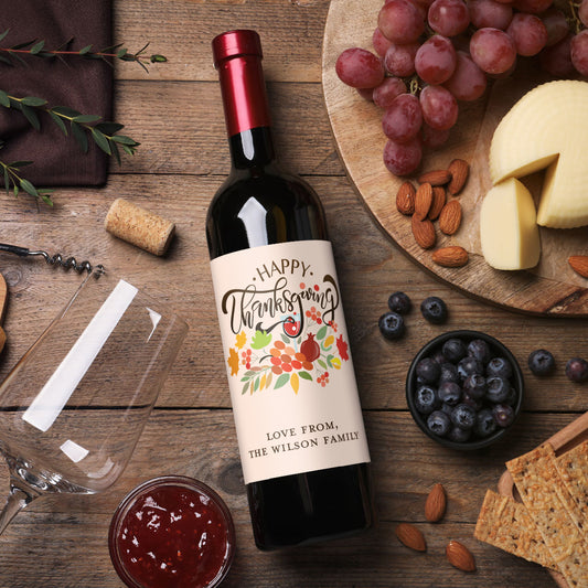 Happy Thanksgiving Personalized Wine Labels (Set of 12)