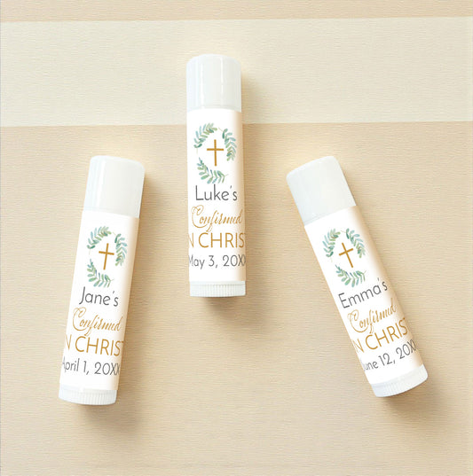 Confirmed In Christ Personalized Lip Balm Favors (Set of 12)