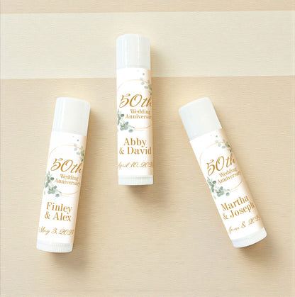 50th Anniversary Personalized Lip Balm Favors (Set of 12)