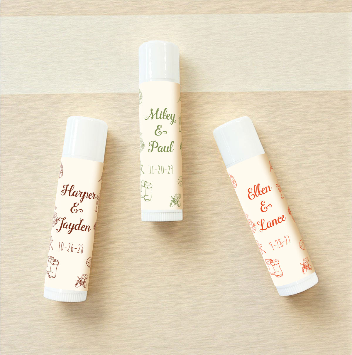 Fall Drawing Personalized Lip Balm Favors (Set of 12)