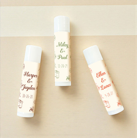 Fall Drawing Personalized Lip Balm Favors (Set of 12)