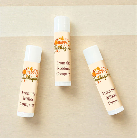 Happy Thanksgiving Personalized Lip Balm Favors (Set of 12)