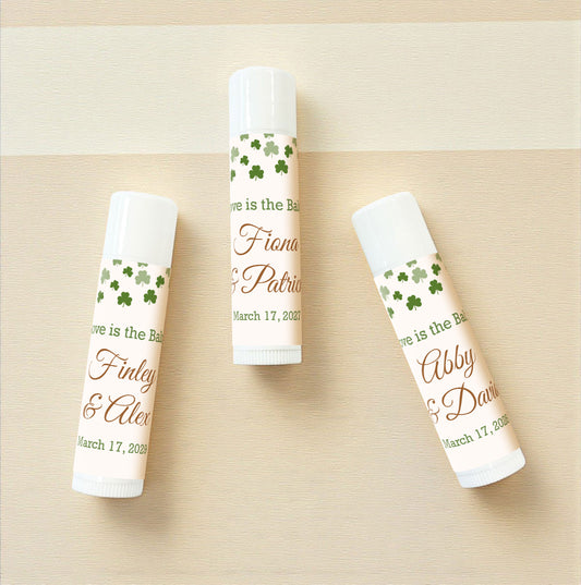 Irish Shamrock Confetti Personalized Lip Balm Favors (Set of 12)
