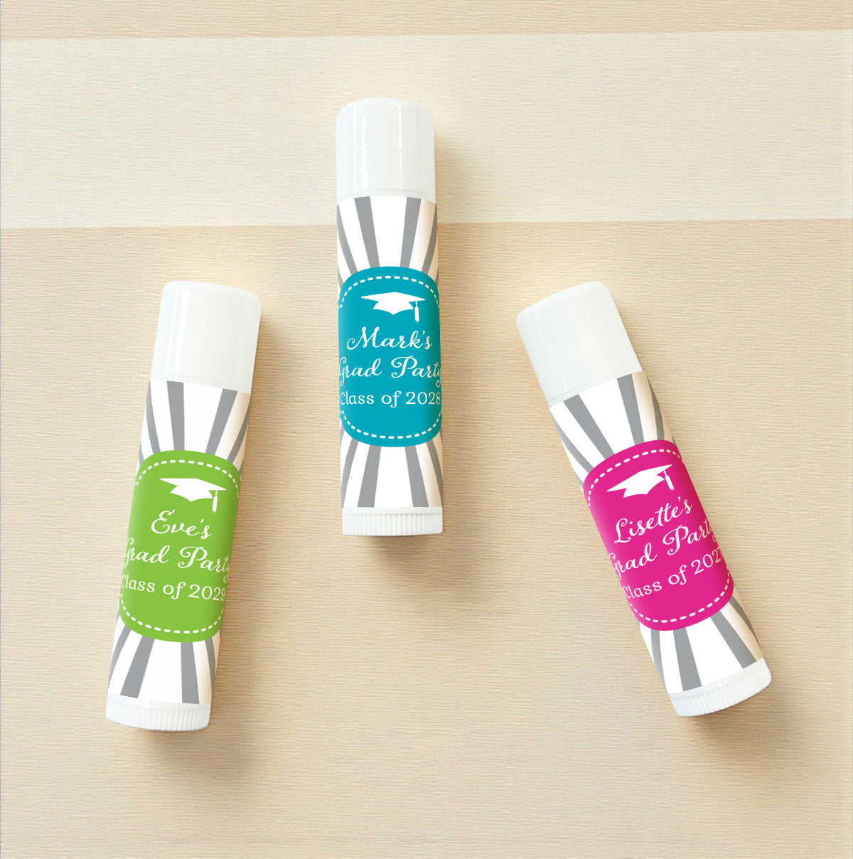 Graduation Cap Personalized Lip Balm Favors (Set of 12)