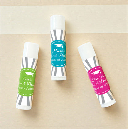 Graduation Cap Personalized Lip Balm Favors (Set of 12)