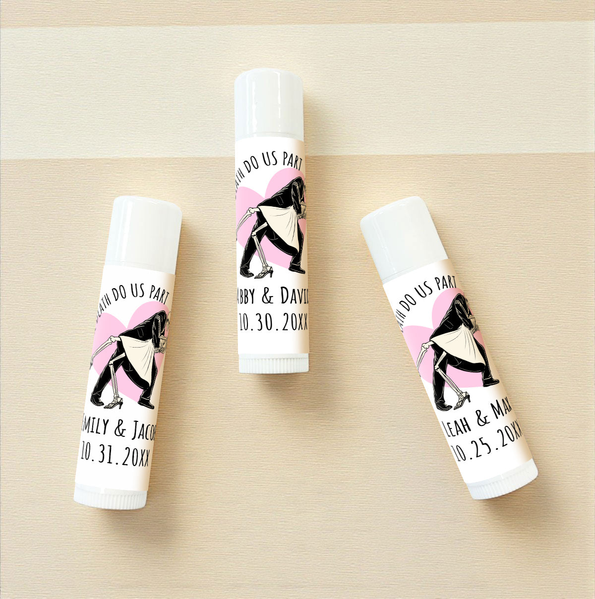 Til Death Do Us Part Personalized Lip Balm Favors (Set of 12)