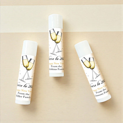 Cheers To New Year Personalized Lip Balm Favors (Set of 12)