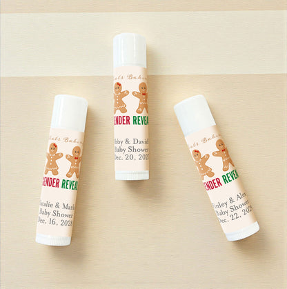 Gingerbread Gender Reveal Personalized Lip Balm Favors (Set of 12)