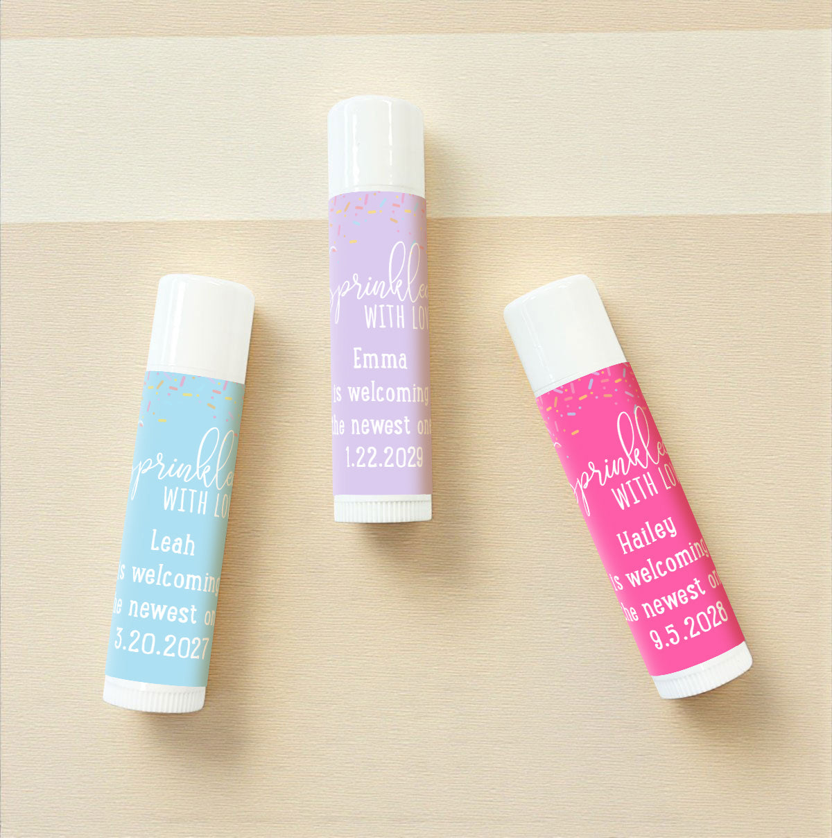Sprinkled With Love Personalized Lip Balm Favors (Set of 12)