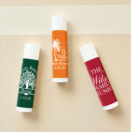 Family Reunion Personalized Lip Balm Favors (Set of 12)