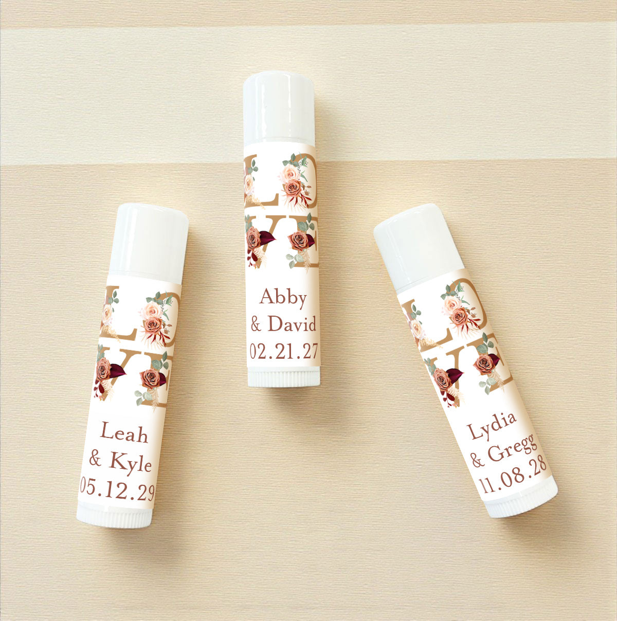 LOVE Fall Personalized Lip Balm Favors (Set of 12)