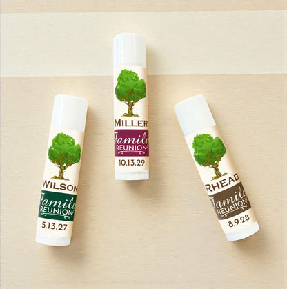 Family Reunion Tree Personalized Lip Balm Favors (Set of 12)
