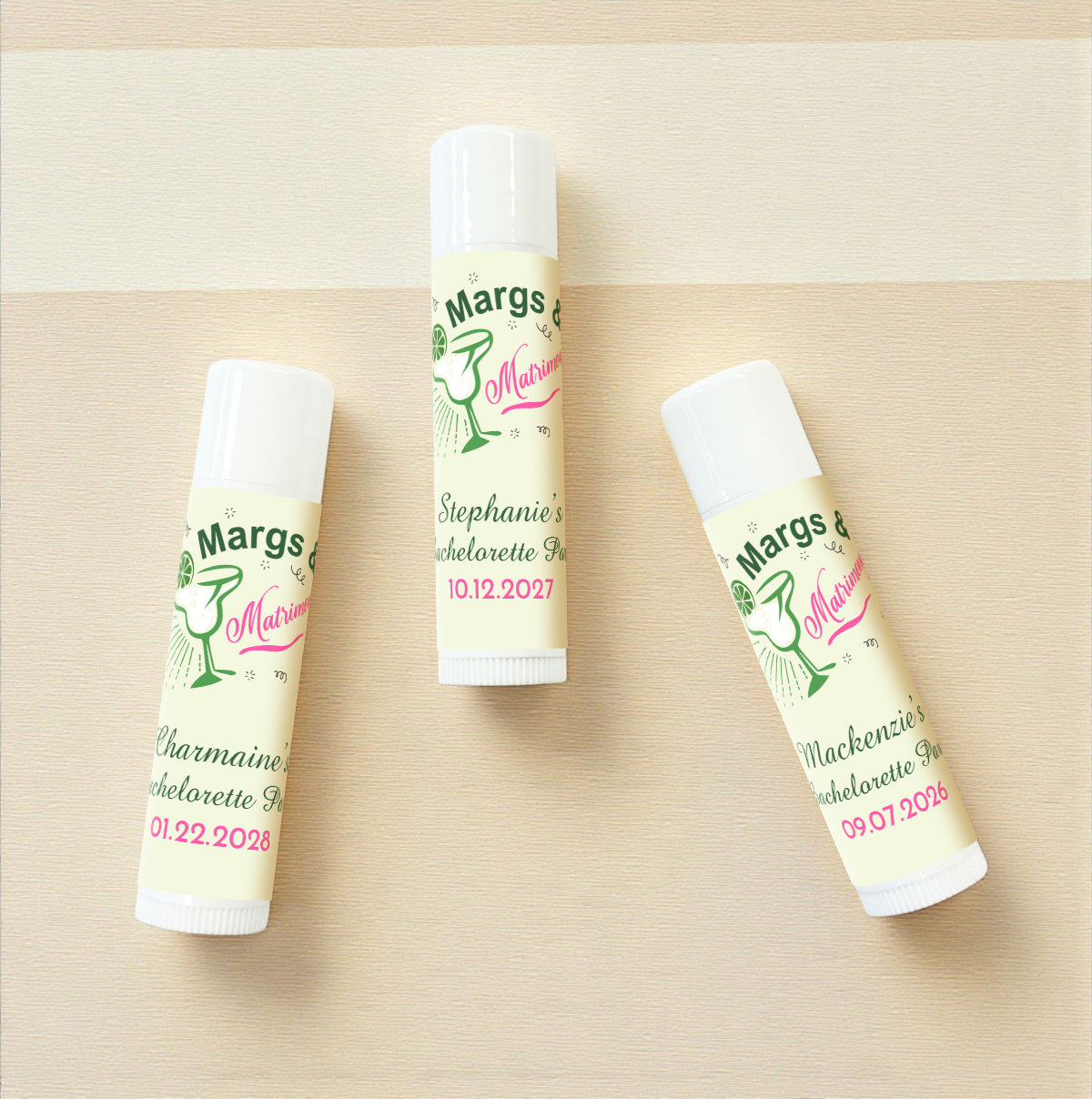 Margs & Matrimony Personalized Lip Balm Favors (Set of 12)