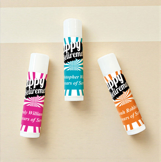 Happy Retirement Personalized Lip Balm Favors (Set of 12)