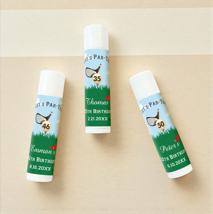 Golf Birthday Party Personalized Lip Balm Favors (Set of 12)
