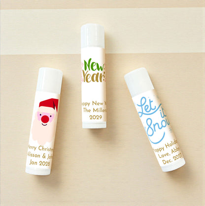 Holiday Christmas Personalized Lip Balm Favors (Set of 12)
