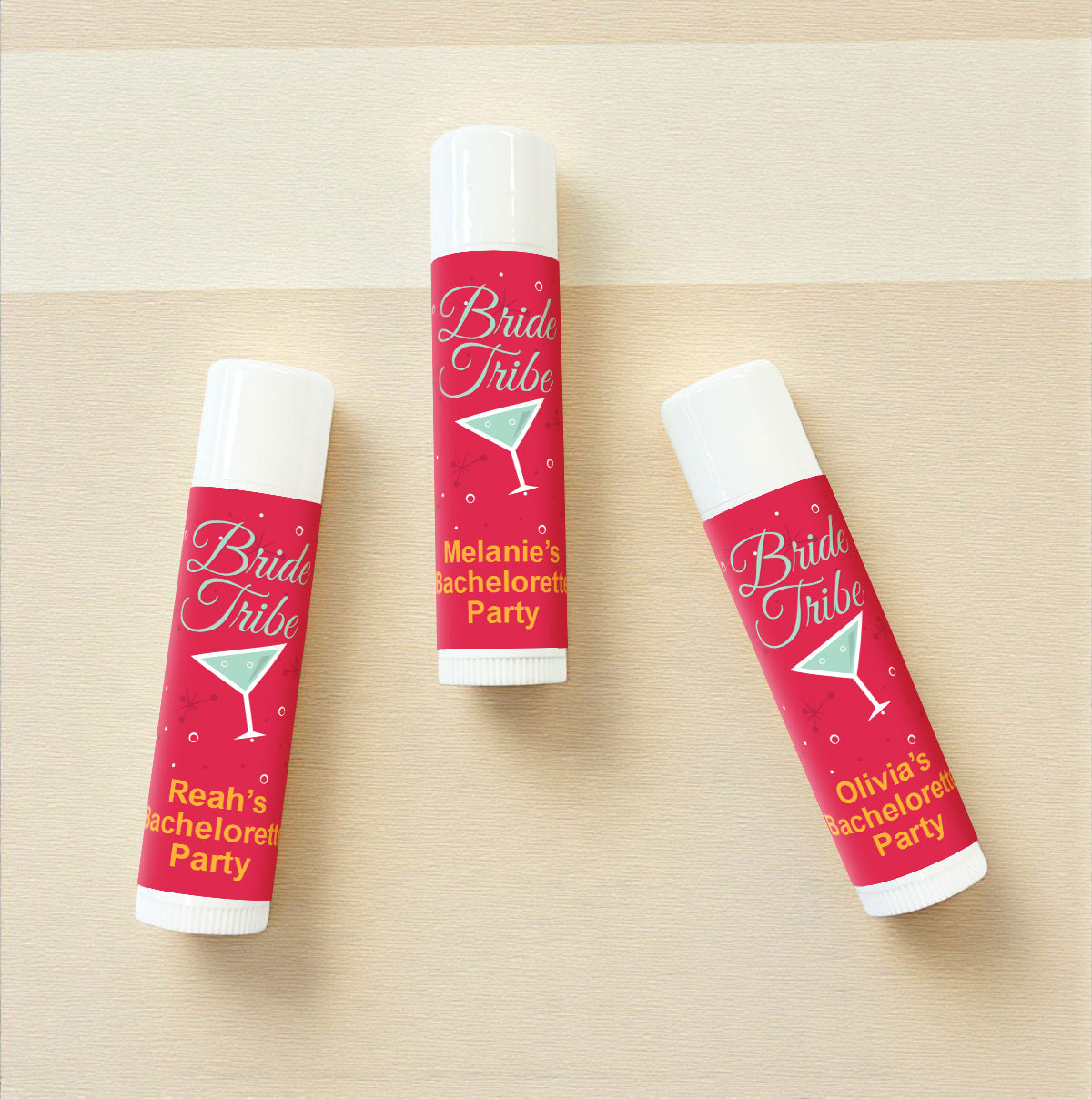 Bride Tribe Cocktail Personalized Lip Balm Favors (Set of 12)