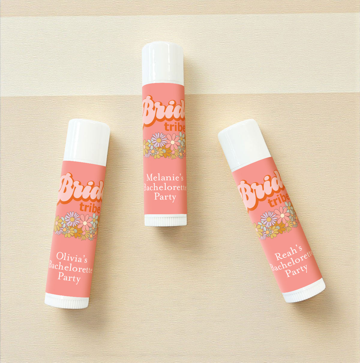 Bride Tribe Floral Personalized Lip Balm Favors (Set of 12)
