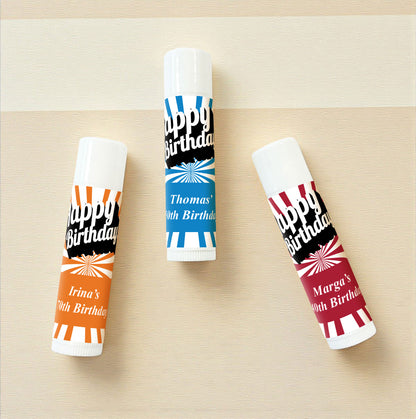 Happy Birthday Personalized Lip Balm Favors (Set of 12)