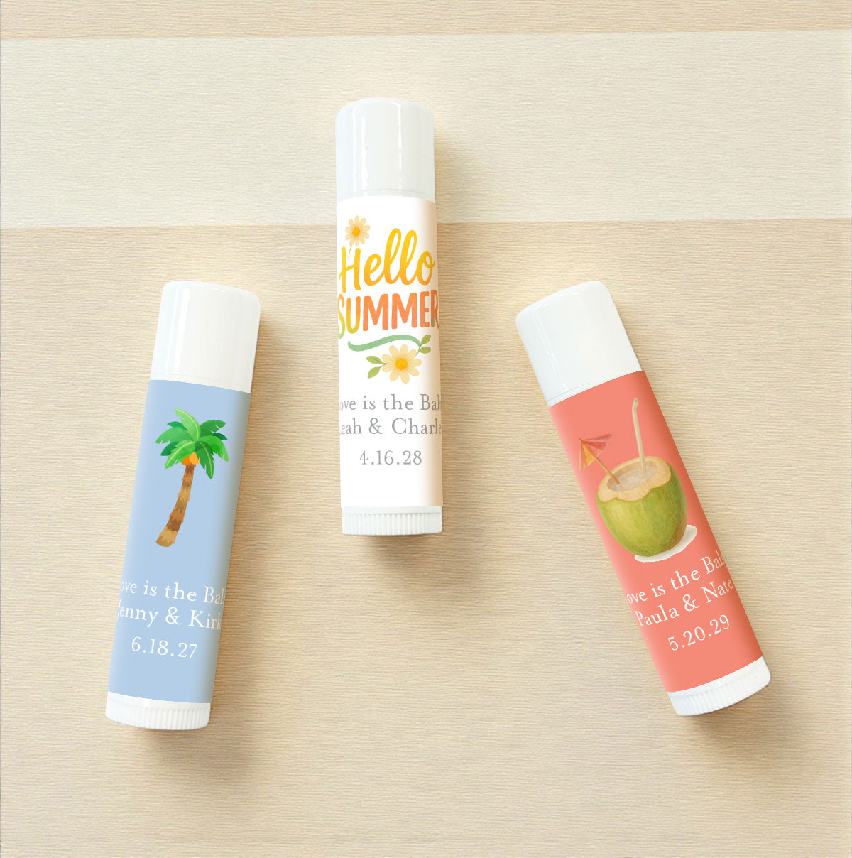 Beach Summer Personalized Lip Balm Favors (Set of 12)