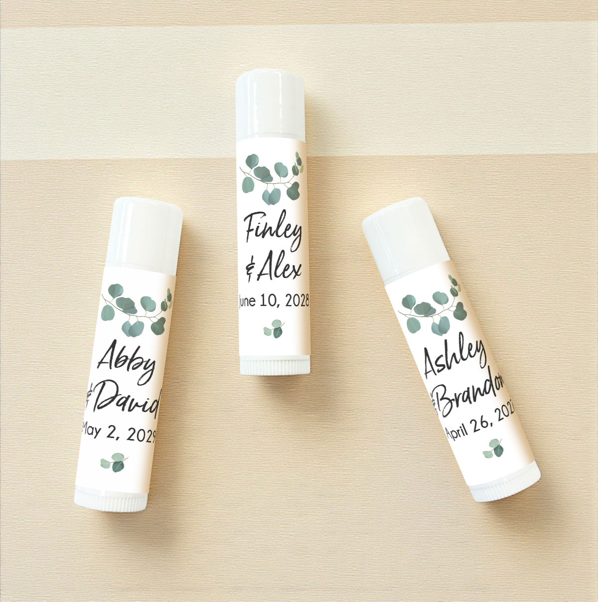 Eucalyptus Personalized Lip Balm Favors (Set of 12)