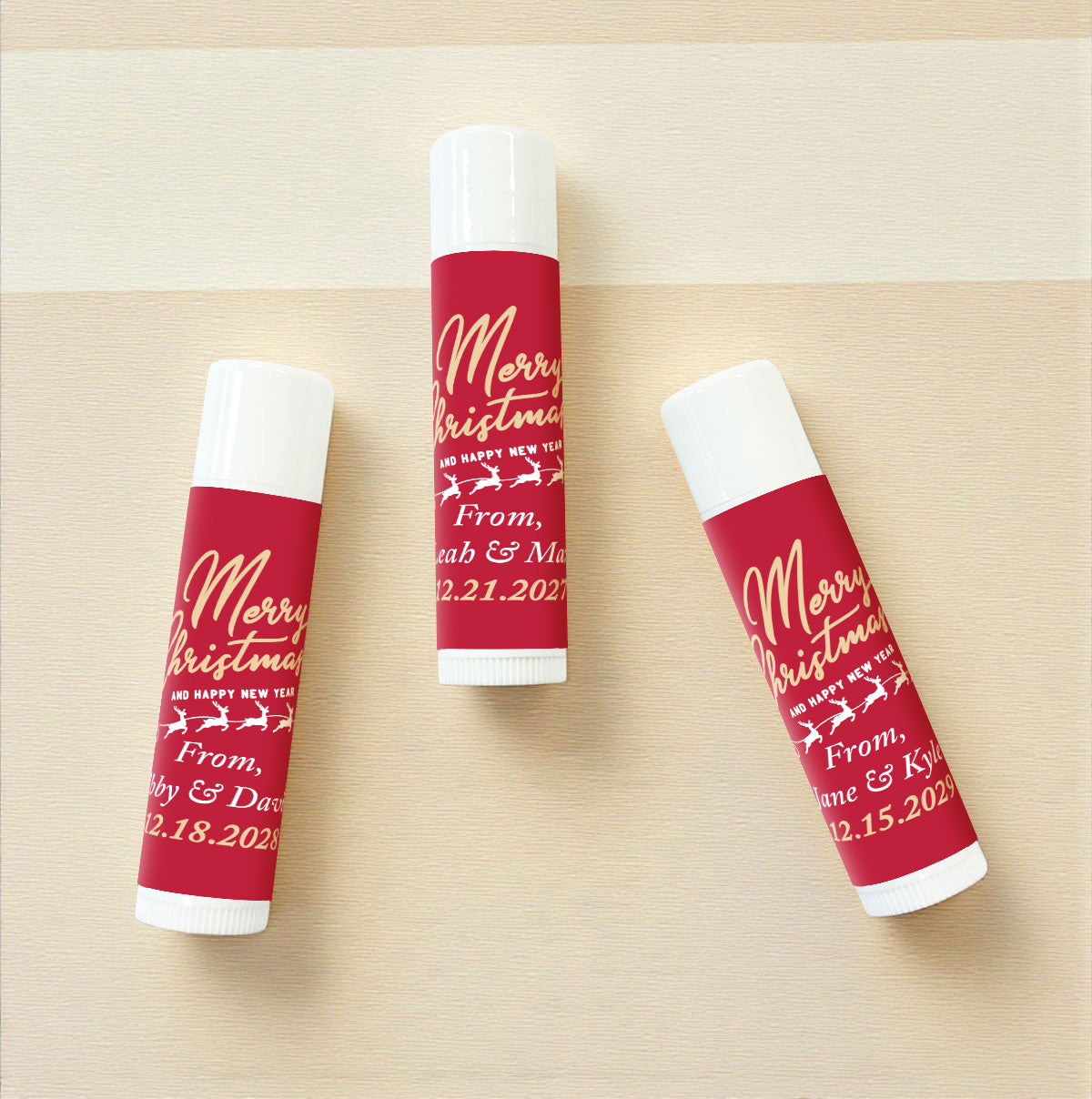 Merry Christmas Personalized Lip Balm Favors (Set of 12)