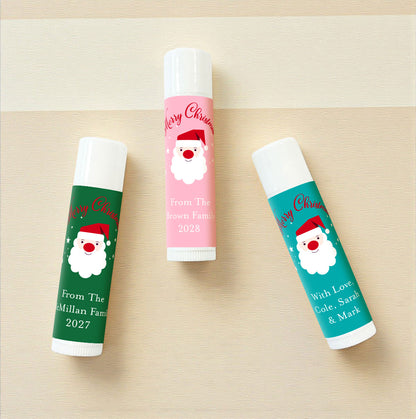 Christmas Santa Claus Personalized Lip Balm Favors (Set of 12)