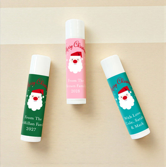 Christmas Santa Claus Personalized Lip Balm Favors (Set of 12)