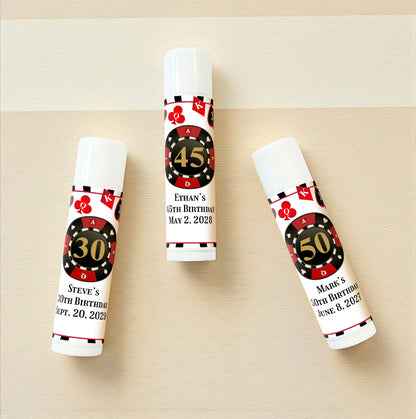 Vegas Birthday Personalized Lip Balm Favors (Set of 12)