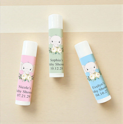 Baby Elephant Personalized Lip Balm Favors (Set of 12)