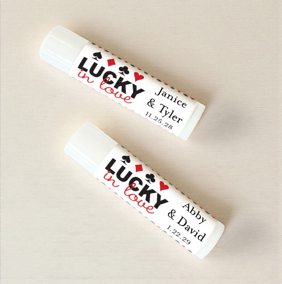 Lucky In Love Vegas Personalized Lip Balm Favors (Set of 12)