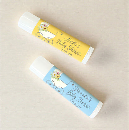 Baby Stroller Personalized Lip Balm Favors (Set of 12)
