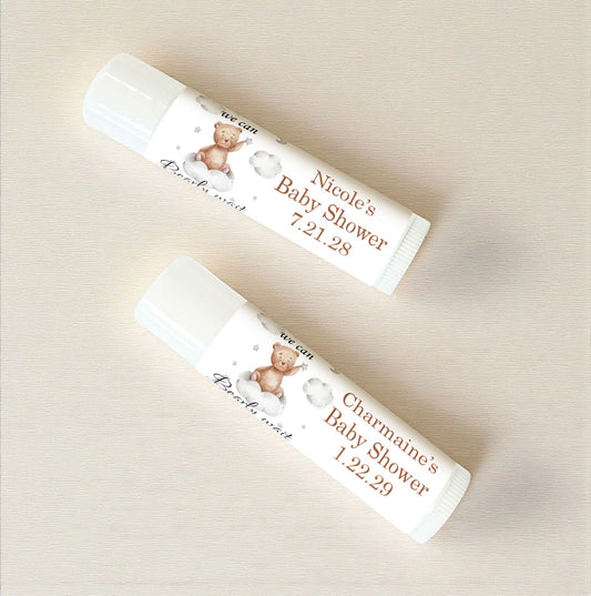 We Can Bearly Wait Personalized Lip Balm Favors (Set of 12)