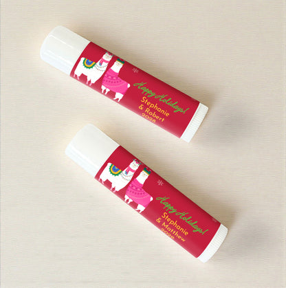 Holiday Llama Personalized Lip Balm Favors (Set of 12)