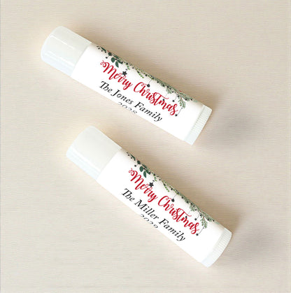 Merry Christmas Personalized Lip Balm Favors (Set of 12)