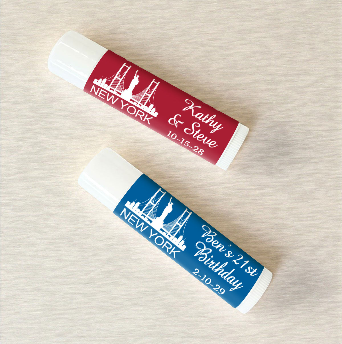New York Personalized Lip Balm Favors (Set of 12)