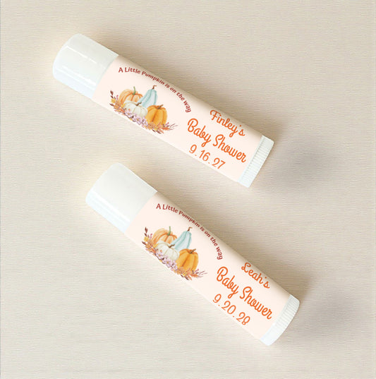 A Little Pumpkin Is On The Way Personalized Lip Balm Favors (Set of 12)