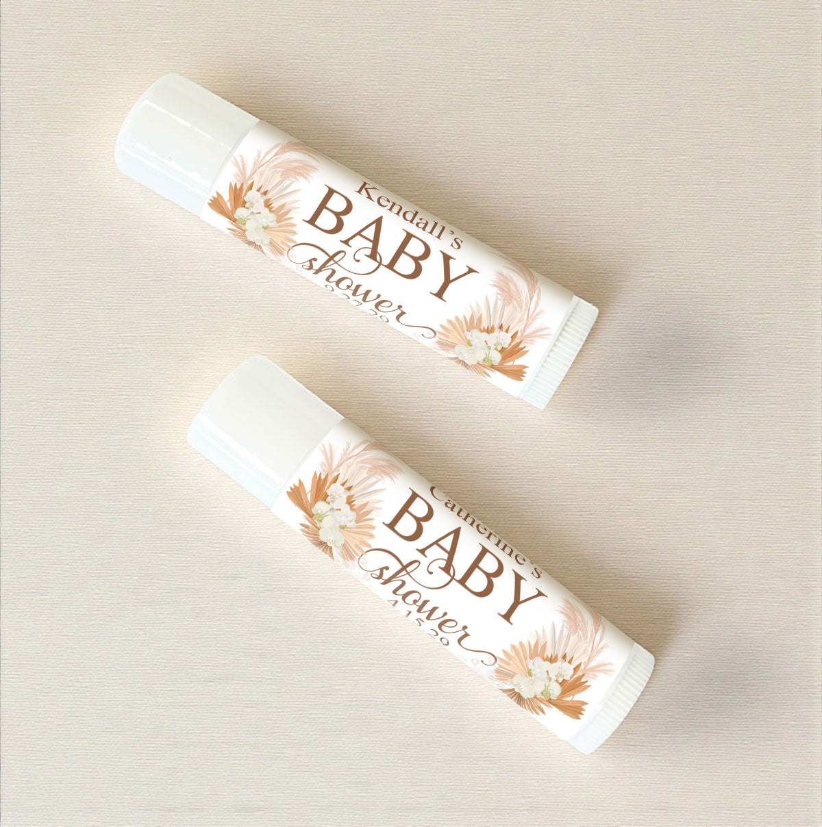 Boho Baby Shower Personalized Lip Balm Favors (Set of 12)