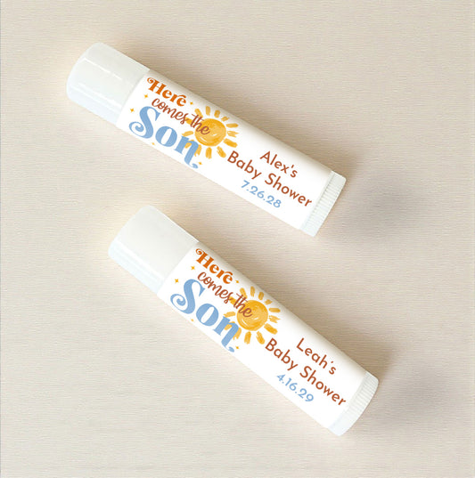 Here Comes The Son Personalized Lip Balm Favors (Set of 12)