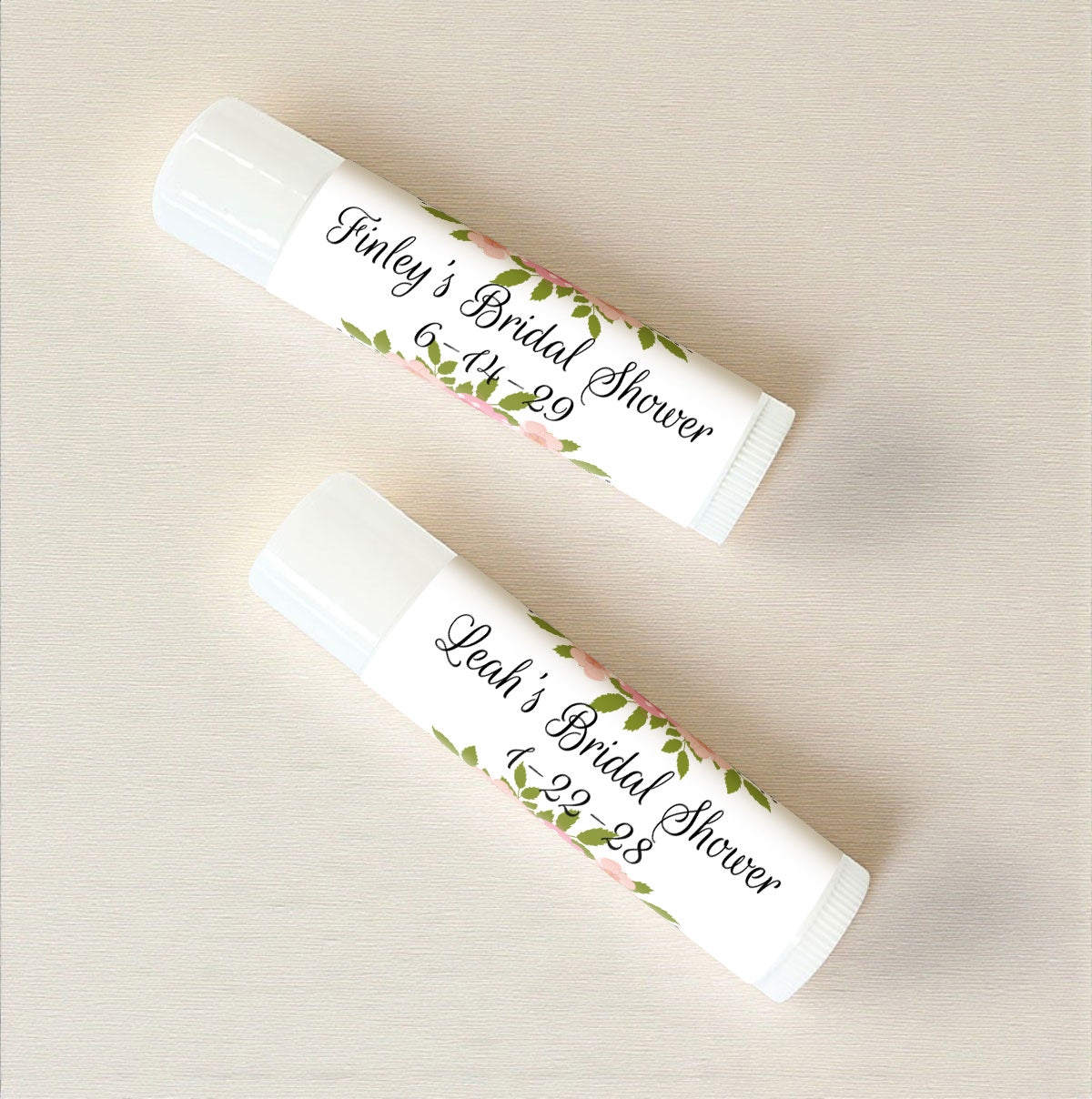 Flower Bridal Shower Personalized Lip Balm Favors (Set of 12)