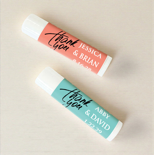 Thank You Personalized Lip Balm Favors (Set of 12)