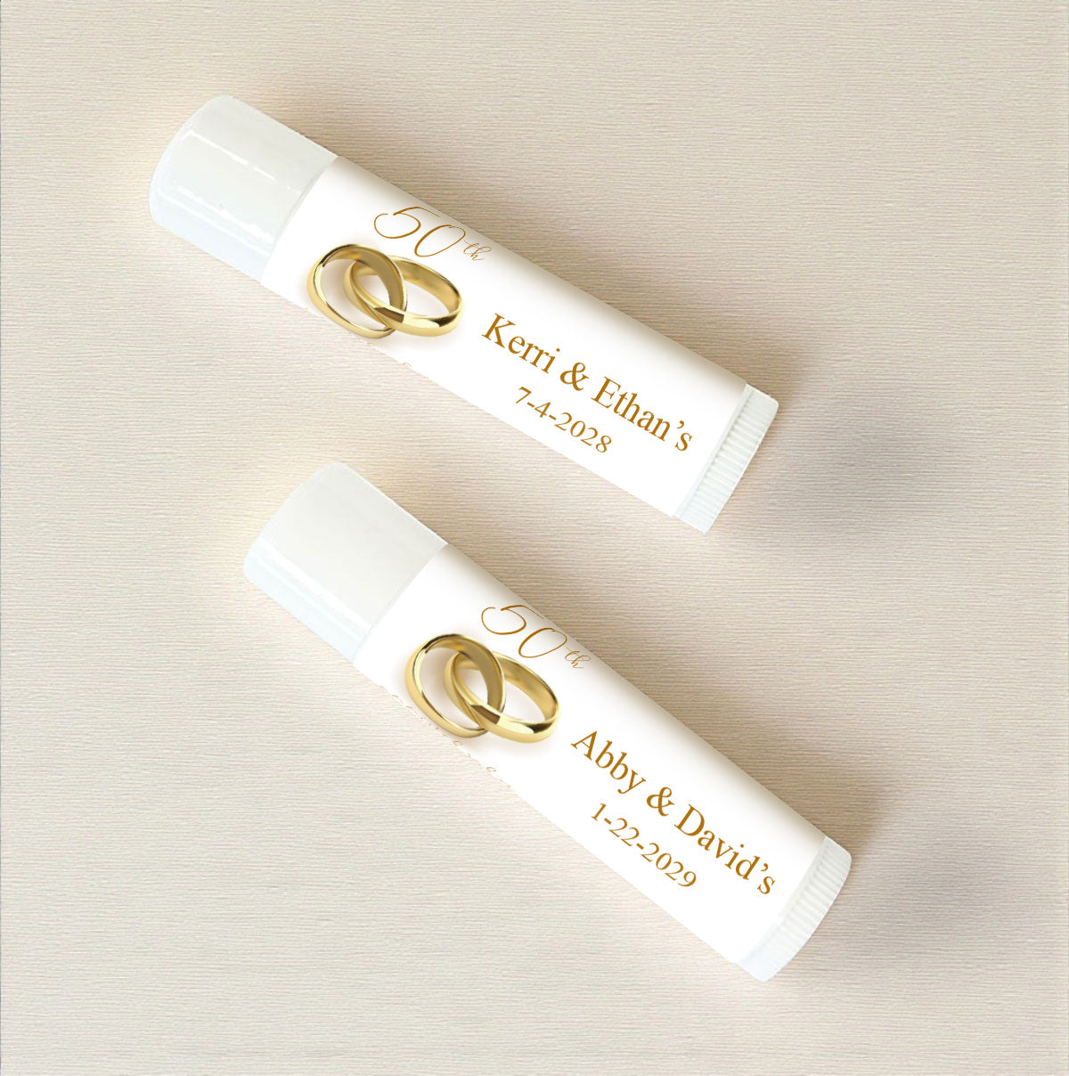 Wedding Anniversary Personalized Lip Balm Favors (Set of 12)
