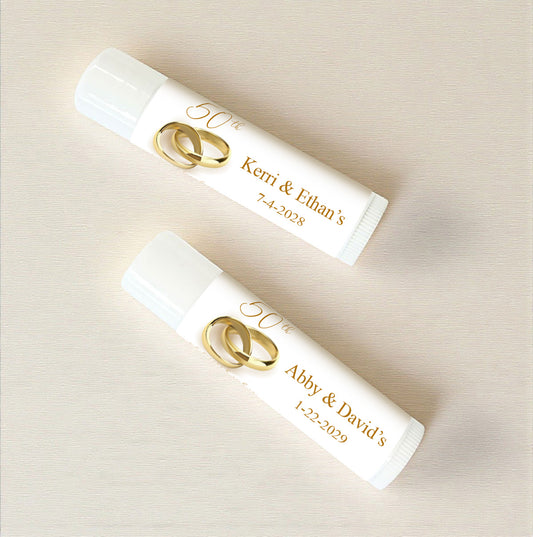 Wedding Anniversary Personalized Lip Balm Favors (Set of 12)