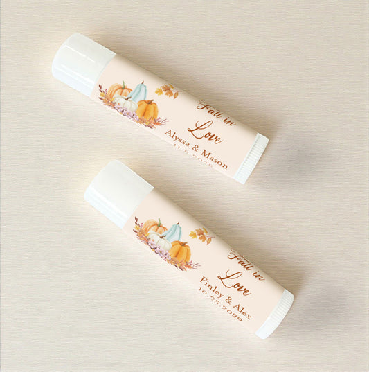 Fall Pumpkin Boho Personalized Lip Balm Favors (Set of 12)