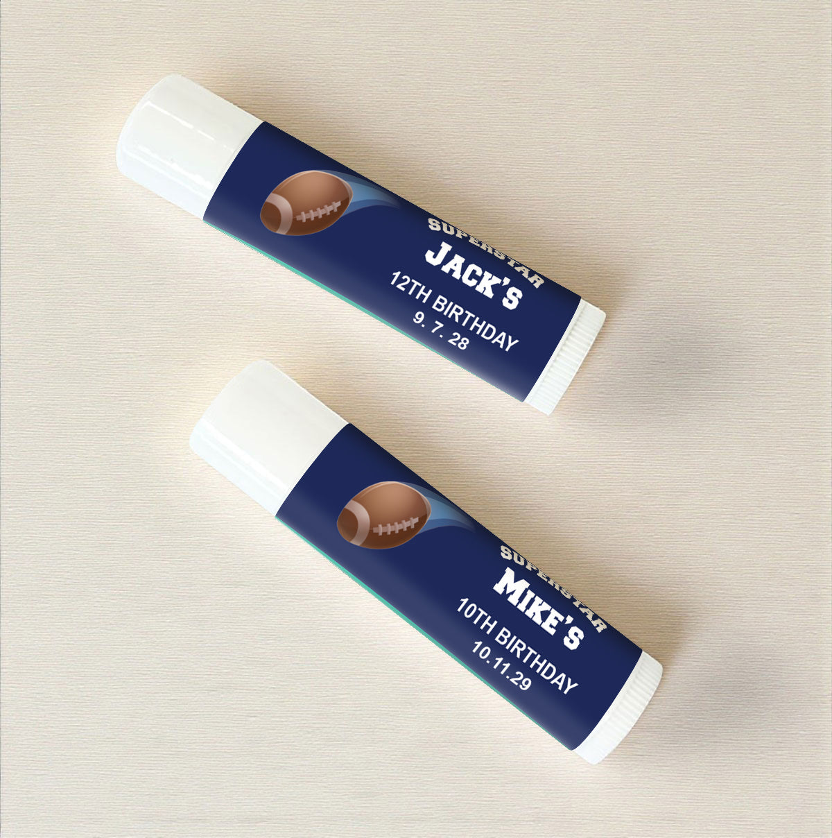 Football Birthday Personalized Lip Balm Favors (Set of 12)