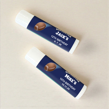 Football Birthday Personalized Lip Balm Favors (Set of 12)
